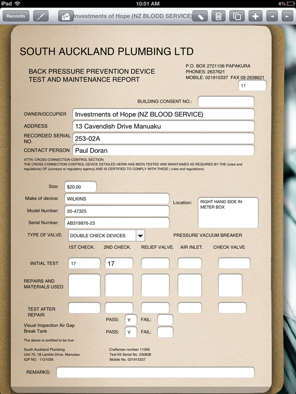 pressure test plumbing new Test Reporting for Maintenance Plumber Uses iPad and